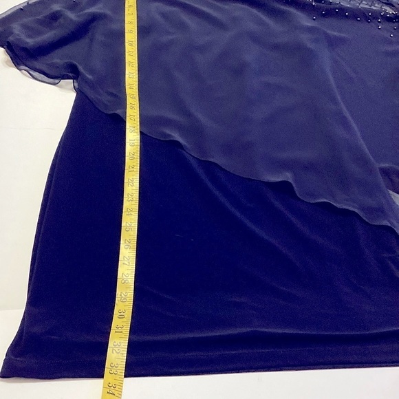 Xscape Navy Blue Beaded / Studded Cocktail Dress - Picture 9 of 13